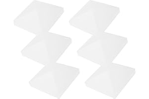 GKOLED 6-Pack 5" x 5" Pyramid White PVC Vinyl Post Top Caps (Only for Vinyl Post with Actual Size of 5" x 5", Not for Wood Posts), Suitable for Fences, lamp, Deck, Mailbox Posts