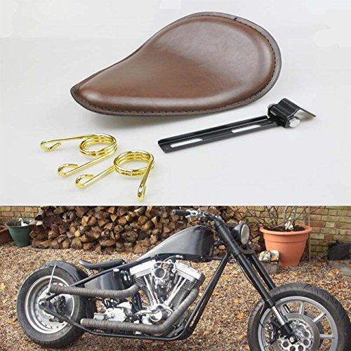 NATGIC Universal Motorcycle Crocodile Leather Saddle Solo Seat Cushion Spring For Harley/Honda - View #6