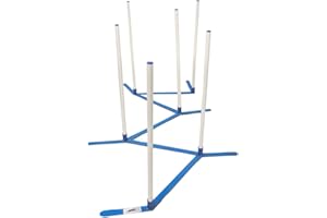 BACK ON TRACK Cool Runners Agility Weave Poles Adjustable 6 Pole Set with Carrying Case and Grass Stakes, Blue/Yellow, 1 Count (Pack of 1)