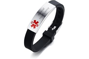 ZKXXJ Medical Alert Bracelets for Men Women - Silicone Wristband Emergency ID Identification Bracelet Caduceus Cuff Bracelet Health Alert Systems Awareness Allergy Jewelry for Teens Adults