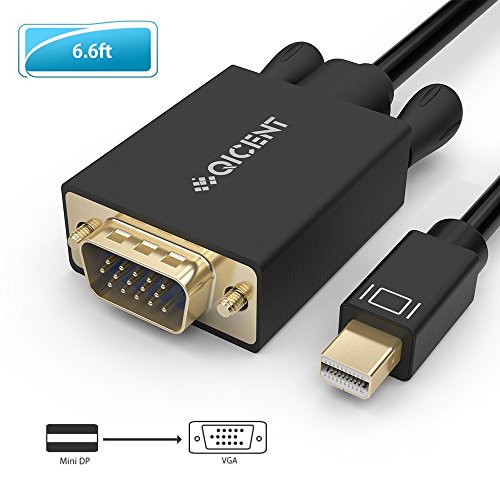 Gold Plated Thunderbolt to VGA Cable Converter 6.6ft for Apple MacBook - Black