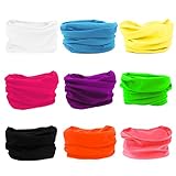 Lotuyacy Outdoor Wide Headband,Elastic Seamless Scarf UV Resistence Sport Headwear for Men&Women,Workout,Yoga,Multi Function,Constructed with High Performance Moisture Wicking Microfiber (Solid2-9Pcs)