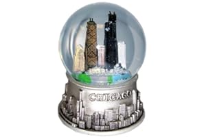 Great Chicago gifts Chicago Snow Globe - 65mm - Skyline - Silver Pewter Look