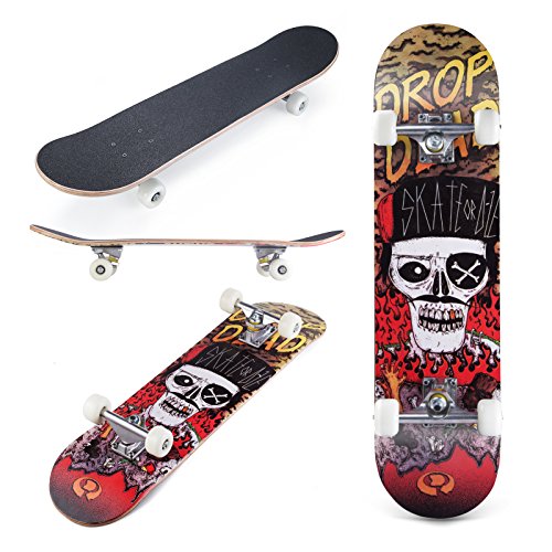 Karriw Skateboard 31 Inch Complete Standard Skateboard 8 Layer Maple Skateboard Deck with Sports Outdoors Durable Skate Board for Kids Beginners (Pirate B) - Thumbnail 6