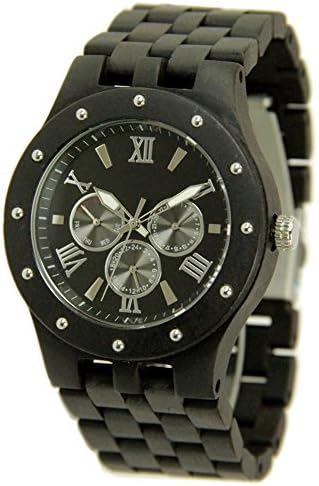 Wooden Mens Watches Stylish Wood & Stainless Steel Combined Chronograph Quartz Casual Wristwatches(NOT TALKING WATCH)