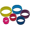 Colourworks Plastic Plain and Fluted Round Cookie Cutters, Multi-Colour, Set of Six