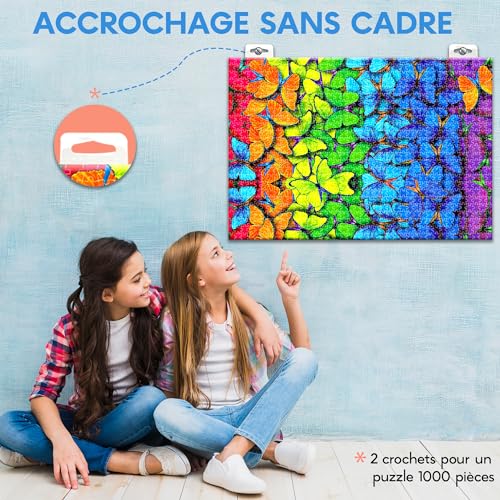 Puzzle Glue 1000/2000 Pieces - Wall Mounting Accessories without Frame - Video Tutorial in French- Adhesive Sheets - Suitable for Adults and Children - Compatible with 100/300/500/1500 Pieces
