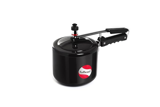 Tuffware Hard-Anodised Aluminium Inner Lid Pressure Cooker, 1 L, Black