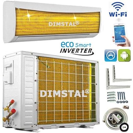 A++/A++ INVERTER Split Klimaanlage mit Wärmepumpe ECO Smart WiFi WLAN 12000 BTU 3,5 kW komplett Set inkl. Kupferleitungen mit