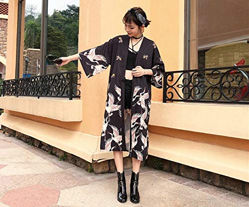 Japanese Kimono Yukata Kimono Cardigan Blouse Women Long Sleeve Cardigan Haori Traditional Kimonos,1,One Size