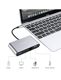 USB C Hub Multiport, USB Tipo C a HDMI adaptador con Gigabit Ethernet RJ45, USB C puerto de carga de alimentación, USB C a USB adaptador, 4 en 1 USB C estación de acoplamiento para MacBook Pro y más dispositivos TYPE C
