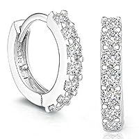 SANNYSIS 1Pair Beautiful Silvering Rhinestones Hoop Stud Earrings For Women-About Half an Inch