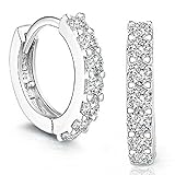 Sannysis 1Pair Beautiful Silvering Rhinestones Hoop Stud Earrings For Women-About Half an Inch