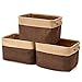 EZOWare Set of 3 Large Canvas Fabric Tweed Storage Organizer Cube Set W/Handles for Nursery Kids Toddlers Home and Office - 15 L x 10.5 W x 9.4 H -Brown/Beige