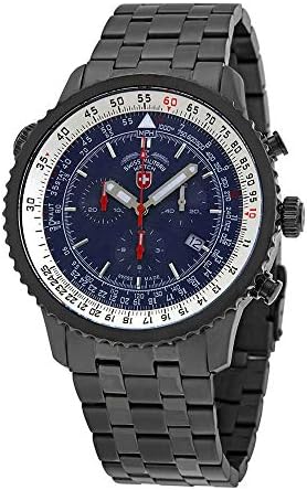 CX Swiss Military Thunderbolt Nero Chrono Watch 44mm PVD Case/Bracelet Blue Dial