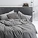 Wake In Cloud - Gray Chevron Duvet Cover Set, 100% Cotton Bedding, Zig Zag Geometric Modern Pattern Printed on Grey, with Zipper Closure (3pcs, Full Size)