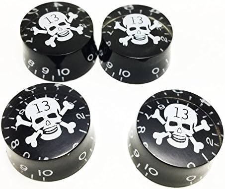 4pcs Speed Control Knobs White Skull Logo for LP Electric Guitar