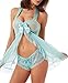 Plus Size Lingerie Babydoll Set for Women(3XL,Light Green)