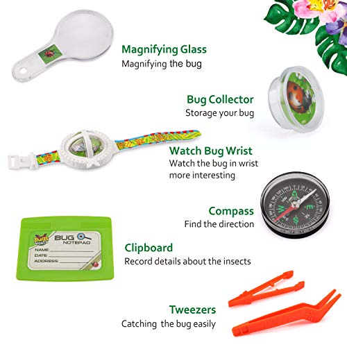 3 Kids+12Pcs+Observation+Catcher+Compass+Magnifying+Collector+Butterfly+Tweezers