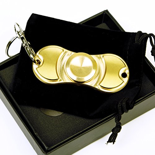 Fidget Toy Hand Spinner, EDC ADHD Focus Toy High Precision Brass Speed 4+ Mins Spins (2.51 inches, Gold, 1)
