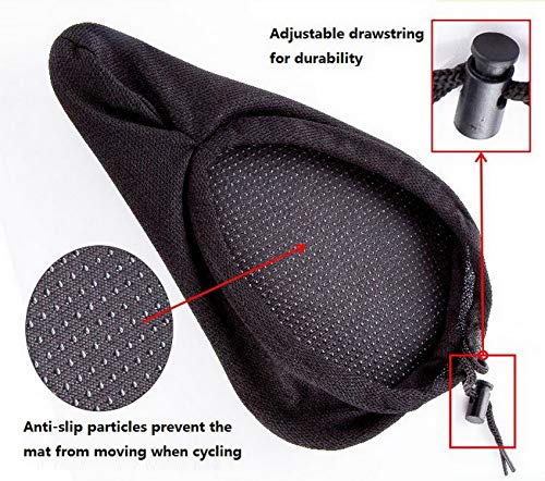 iLiveX Gel Bike Seat Cushion Cover, Upgraded Extra Soft Gel Bicycle Seat, Foam & Silica Padded, Child Bike Seat Cushion Saddle Cover Pad