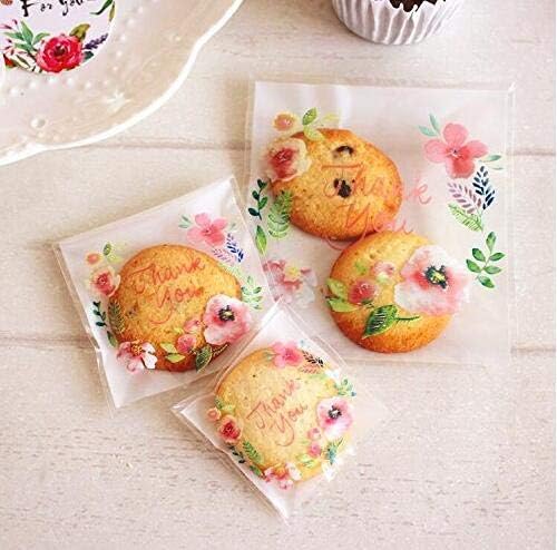 300 pcs Handmade Adhesive Plastic Bags for Cookie Chocolate Candy Snack Thanksgiving Birthday Bakery Party