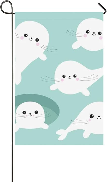 Bebe Bebe Phoque Phoque Ensemble Decoratif A La Maison Exterieure Phoque Mis Drapeau De Jardin Drapeau De Jardin De Maison Decorations De Jardin Cadeau De Printemps Exterieur De Bienvenue De Saison Amazon Fr