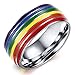 Fashion Month 8mm Titanium Stainless Steel Rainbow Enamel Gay Lesbian Wedding Engagement Promise Band LGBT Pride Ring