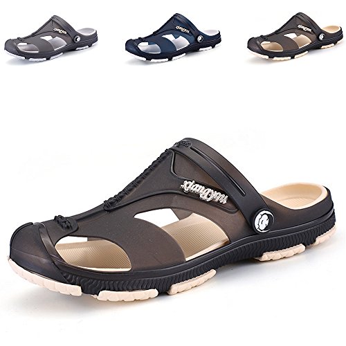 BEFAiR Men's Summer Slip on Mule Sandals Adult's Clogs Beach Sport Slippers (10.5 D(M) US, Black)