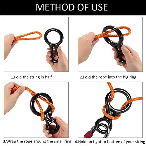 35KN 8 Shape Carabiner Descender Climbing Carabiners Abseiling Downhill Safety Ring Descender Aluminum Rescue Descender Outdoor Rock Climbing Carabiners Safety Device Climbing Equipment Random Color