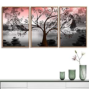 3 Piece Framed Canvas Wall Art for Living Room, Bedroom Abstract Tree Canvas Prints for Home Decoration Ready to Hang - 16"x24"x3 Panels