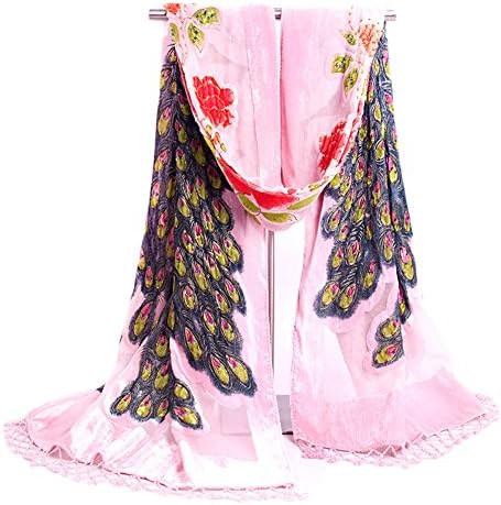 COCONEEN Peacock Embroidered Beads Long Scarf Shawls