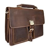 Crazy-Horse Leather Briefcase Handbag Messenger Bag Travelling Shoulder Bag Satchel Bag Fit 15