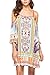 Anatoky Womens Cold Shoulder Spaghetti Strap Tribal Printed Summer Shift Dress