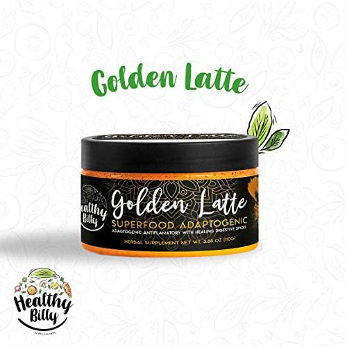 Healthy Billy Adaptogenic Turmeric Latte Anti Inflammatory Golden Powder with Ceylon (true) Cinnamon, Ashwaganda, Maca, Real Lavender Flower, No Sugar Added, Best for Organic Vegan Latte Recipe
