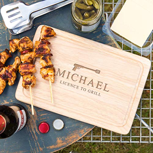 Personalized Fathers Day Gifts - Wooden BBQ Cutting Board/Grilling Gifts For Men / / James Bond Licensed To Grill/Funny Novelty Gift Idea - 12x8" - Thumbnail 6