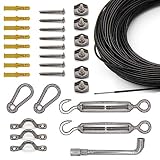 Twinkle Star 82 ft Globe String Lights Suspension Kit Stainless Steel Globe Lights Kit Outdoor Light Guide Wire for Patio, Garden