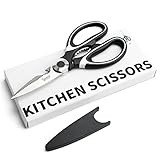Sweese 3609 Kitchen Shears Multi-Purpose Utility Kitchen Scissors with Blade Cover - Stainless Steel Heavy Duty, Super Sharp, Black.