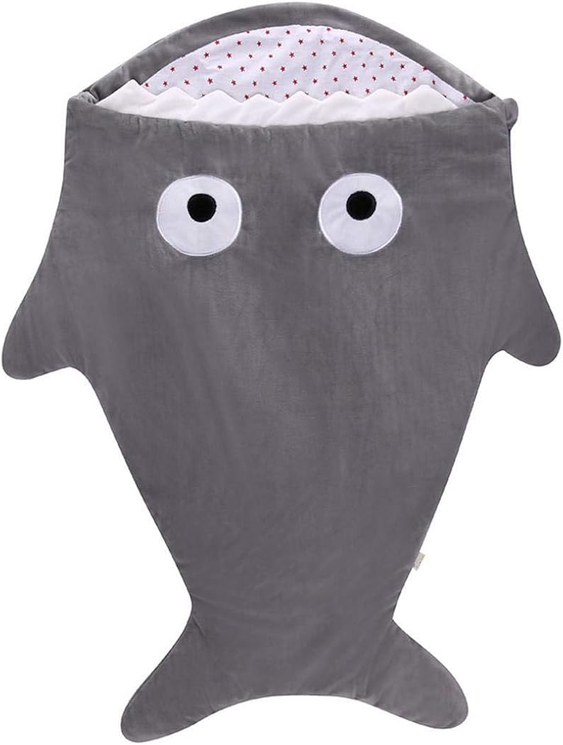 Tinffy Soft Breathable Cute Fish Mouth Shape Print Baby Swaddle Sack Safety Fish Sleeping Bag Shark Sleeping Bags
