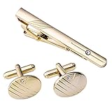 PiercingJ 3pcs Men's Stainless Steel Exquisite GQ Cufflink and Tie Clip Set
