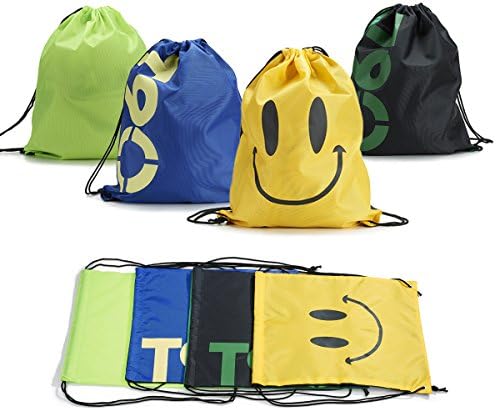 Drawstring Backpack Bag Sports Shoulder Gym Bag For Kids Women Men Quick Dry Lightweight for Pool Swim Beach Fishing Camping Storage Yoga Training Daypack Blanket Trip Birthday Party Favor (4 Pack)