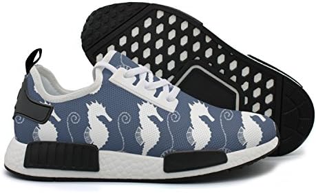 YHFJYT Men's Seahorse And Shell Pattern Casual Sneaker Breathable Mesh Flat Running Shoes