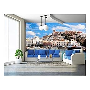 Panorama of Ibiza Old City - Eivissa. Spain, Balearic Islands - Removable Wall Mural | Self-Adhesive Large Wallpaper - 66x96 inches