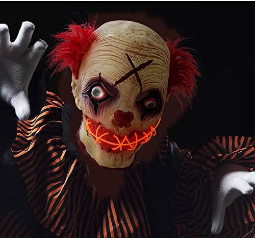 Novelty Clown Mask Halloween 'Sinister's Love Clown' Horror Realistic Halloween Costume Scary Clown Evil Cosplay Party Mask Horror Joker Head Mask, Red