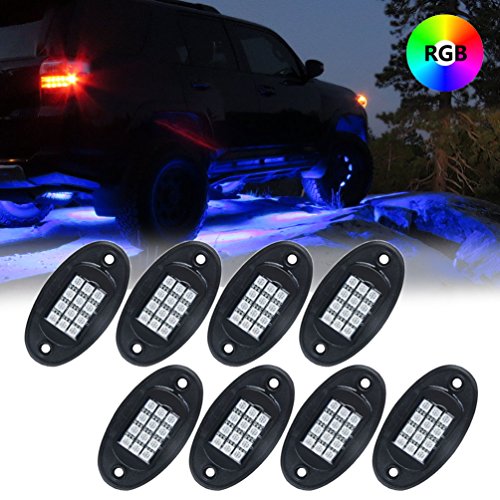 8Pcs RGB LED Rock Light Multicolor Neon LED Light Kit with Bluetooth Wireless Remote Control for Jeep Off Road Car Truck Underbody Vehicle Tail Glow Lamp - Thumbnail 7