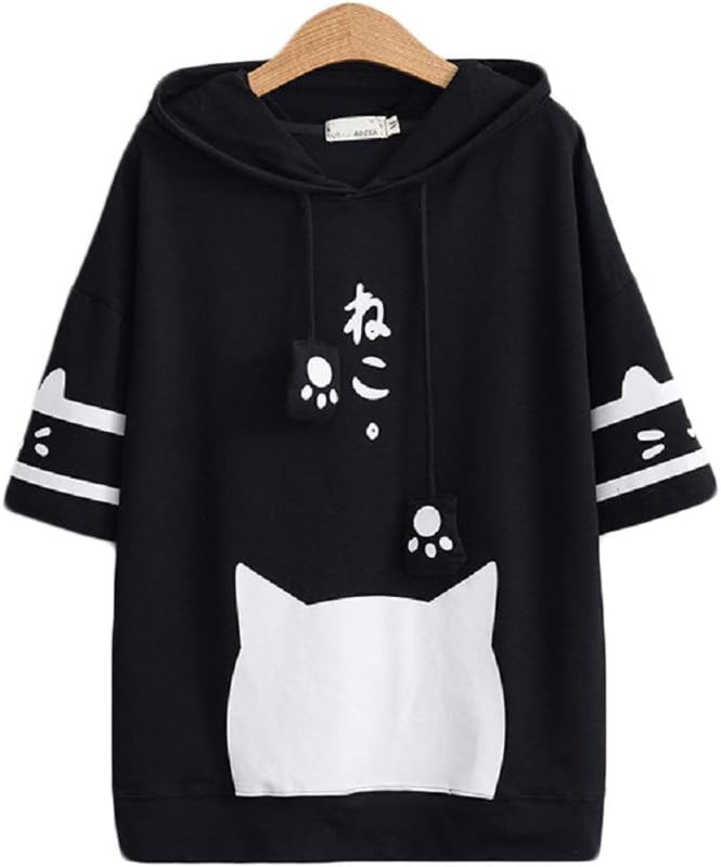 Japanese School Girl Cute Cat Ear Hooded Sweatshirt