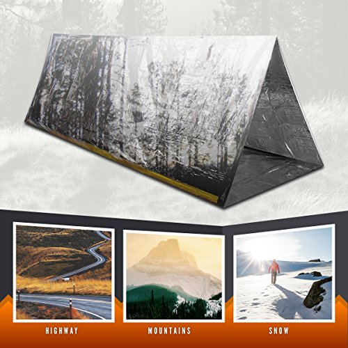 BRAMBLE Herbruikbare Nood Overlevingstent voor 2 Personen (240x150x90cm) met Nylon Touw (540cm) - Slaapzak, Nooddeken… - Image 4