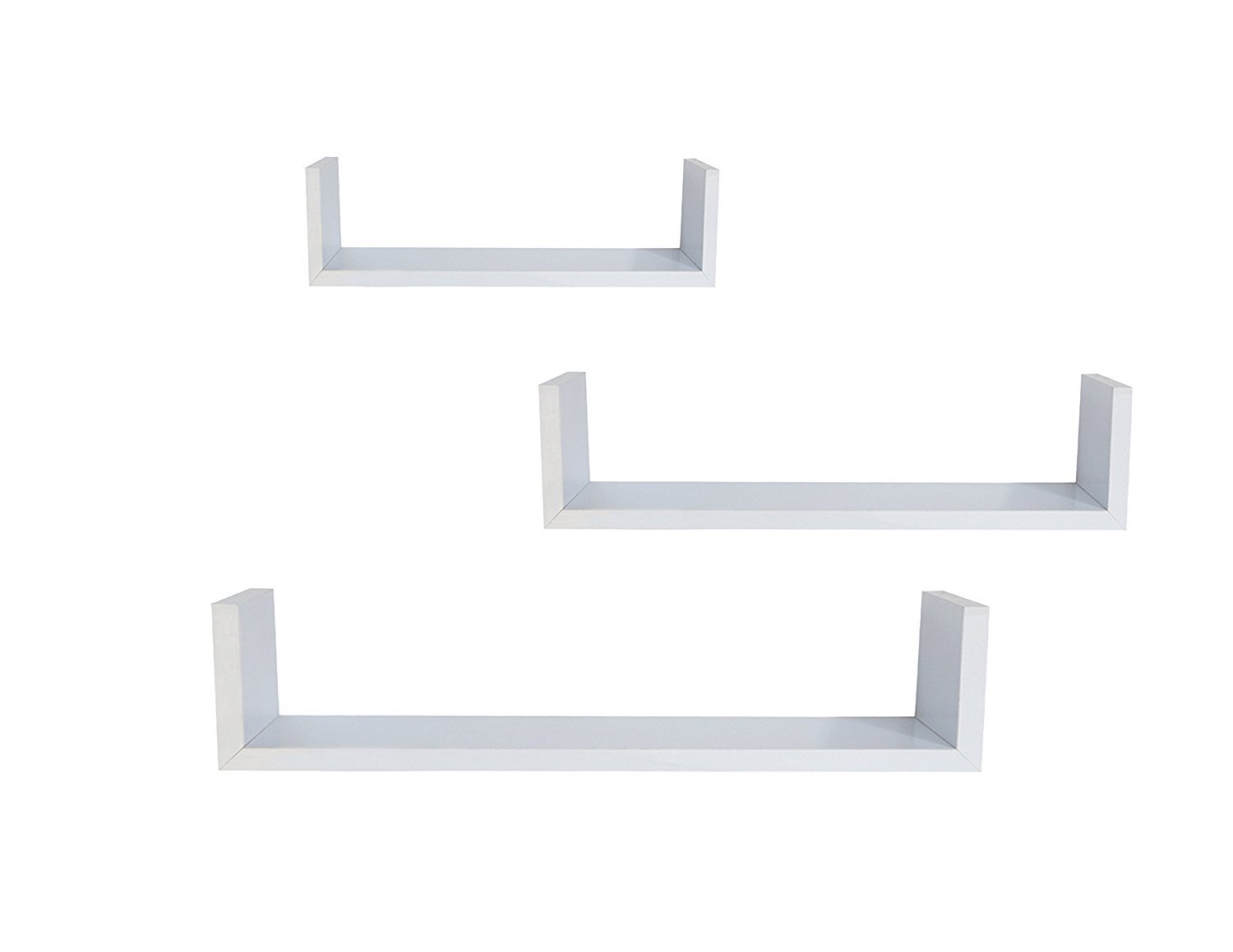 EWEI'S Homewares 3 Floating U Shelves - White