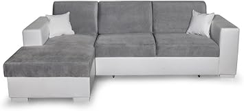 Usinestreet Canapé Convertible Avec Coffre Bi Matière Gris