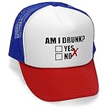 AM I DRUNK - YES OR NO - Unisex Adult Trucker Cap Hat, RWB